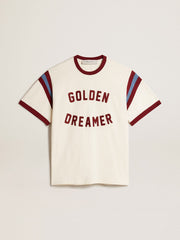 Golden Goose Men’s white T-shirt with burgundy lettering on the front