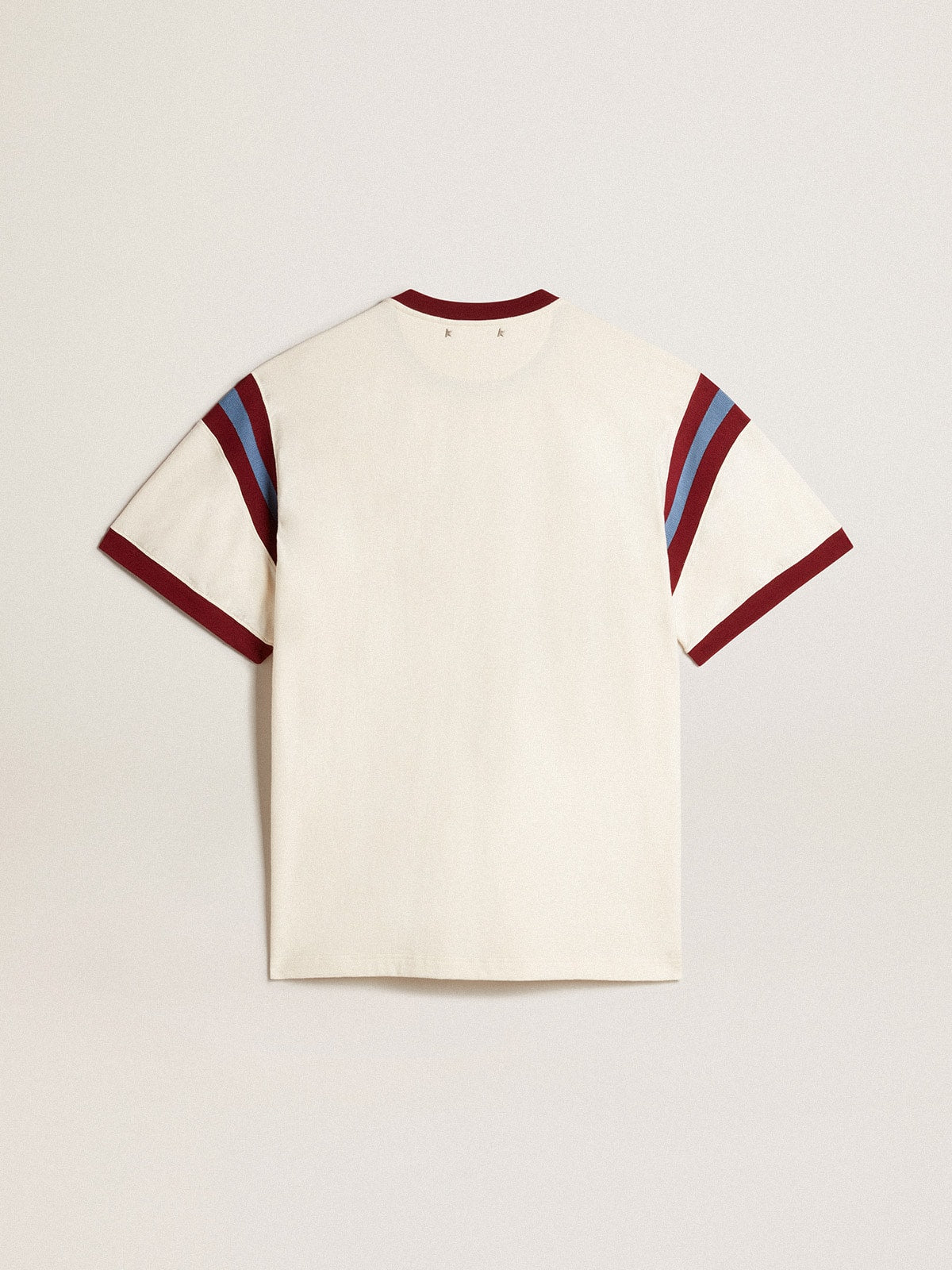 Golden Goose Men’s white T-shirt with burgundy lettering on the front