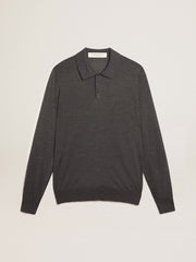 Golden Goose Men’s long-sleeved polo shirt in gray merino wool