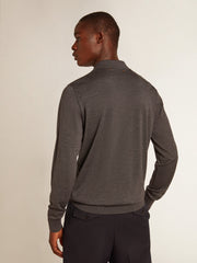 Golden Goose Men’s long-sleeved polo shirt in gray merino wool