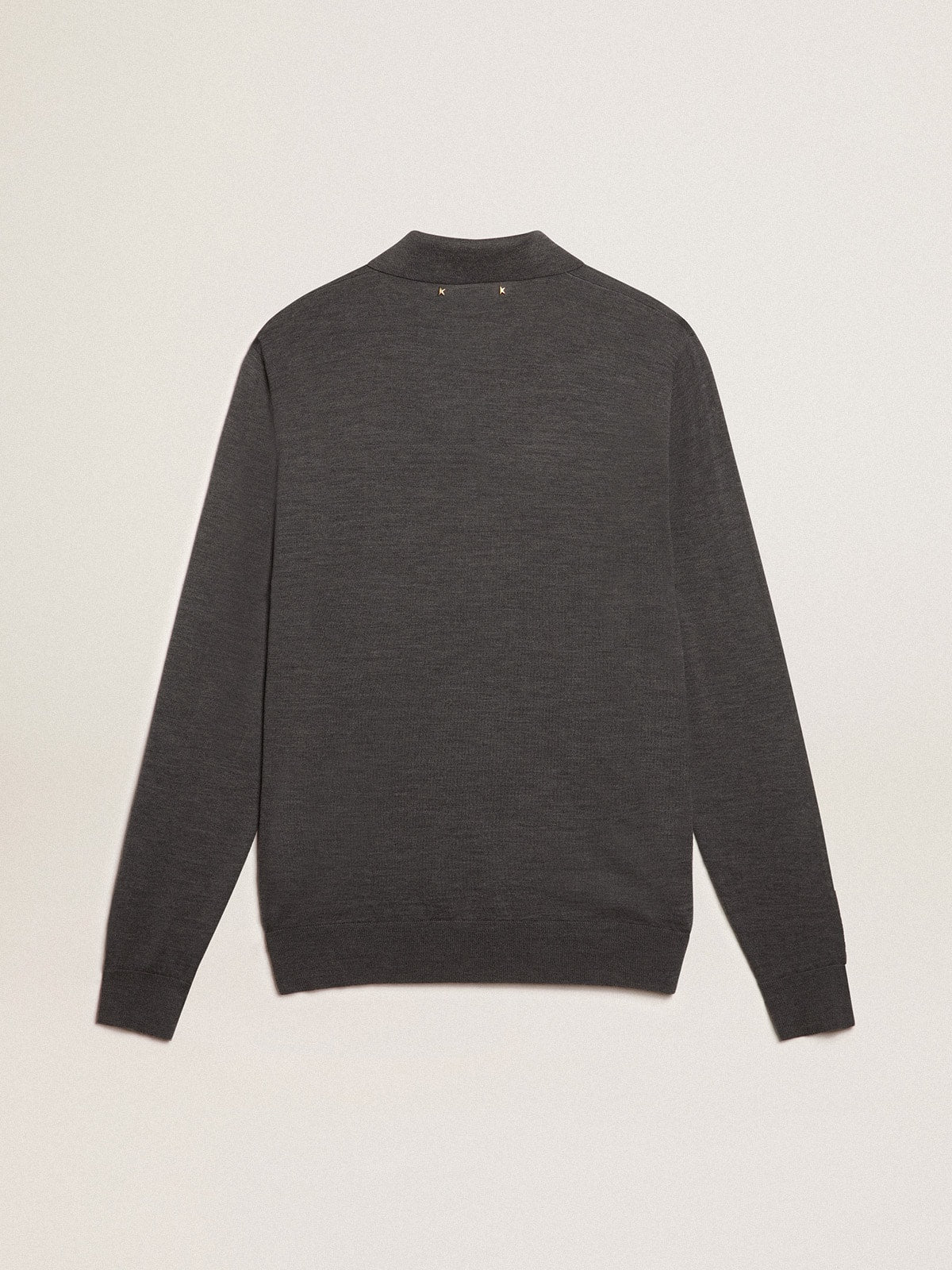 Golden Goose Men’s long-sleeved polo shirt in gray merino wool