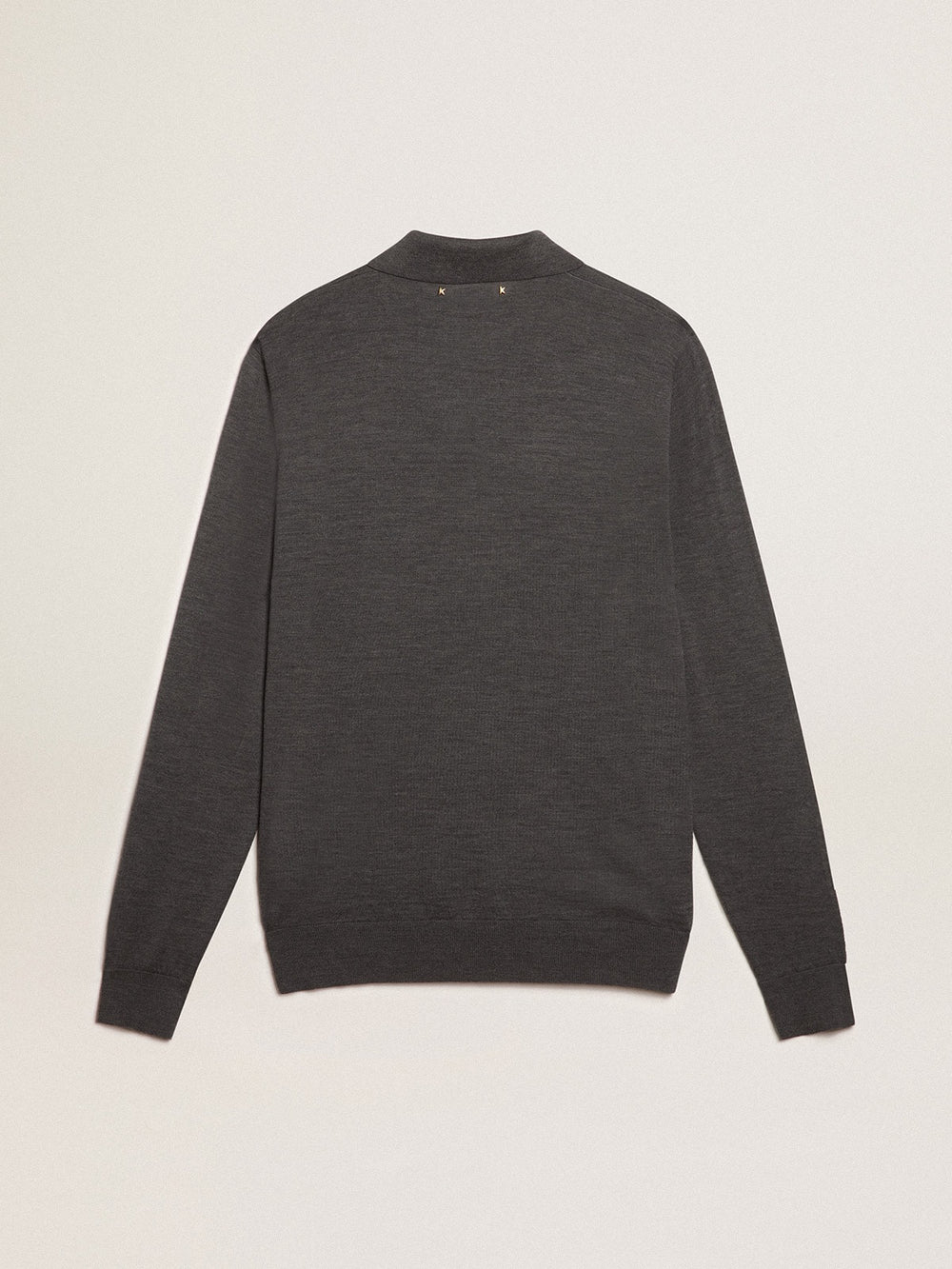 Golden Goose Men’s long-sleeved polo shirt in gray merino wool