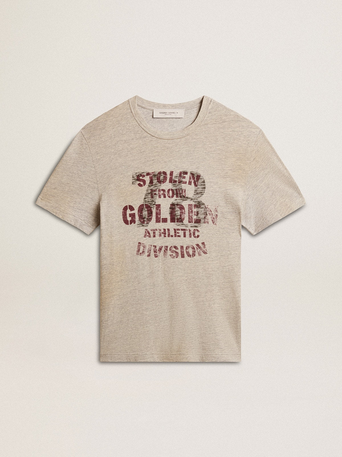 Golden Goose Men's gray cotton T-shirt with vintage print on the front