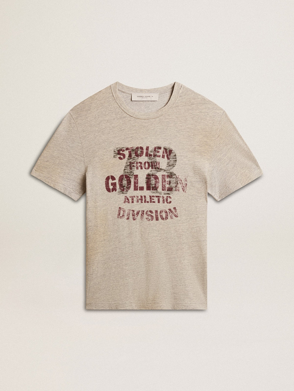 Golden Goose Men's gray cotton T-shirt with vintage print on the front