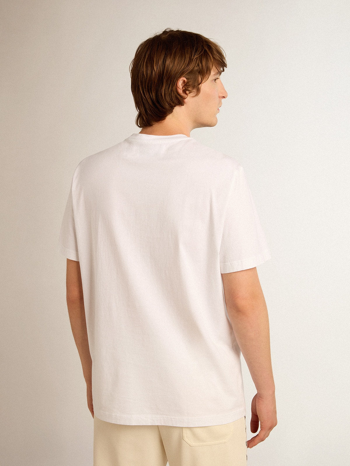 Golden Goose White Star Collection T-shirt with black star on the front
