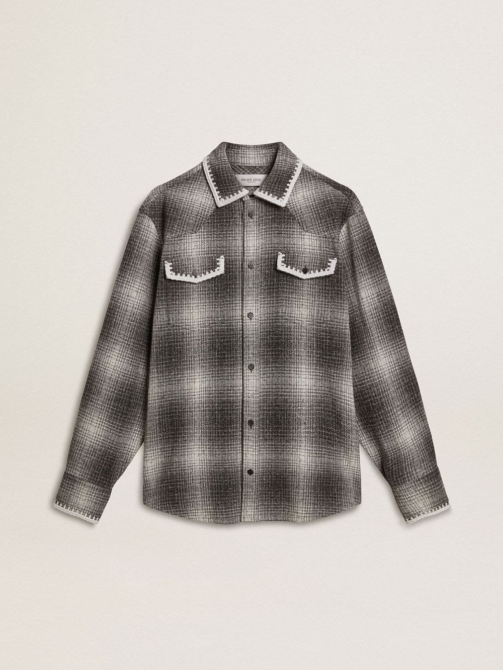 Golden Goose Men's gray shirt with white embroidery
