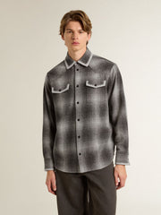 Golden Goose Men's gray shirt with white embroidery