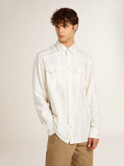 Golden Goose Men’s oversized worn-white shirt with vertical stripes