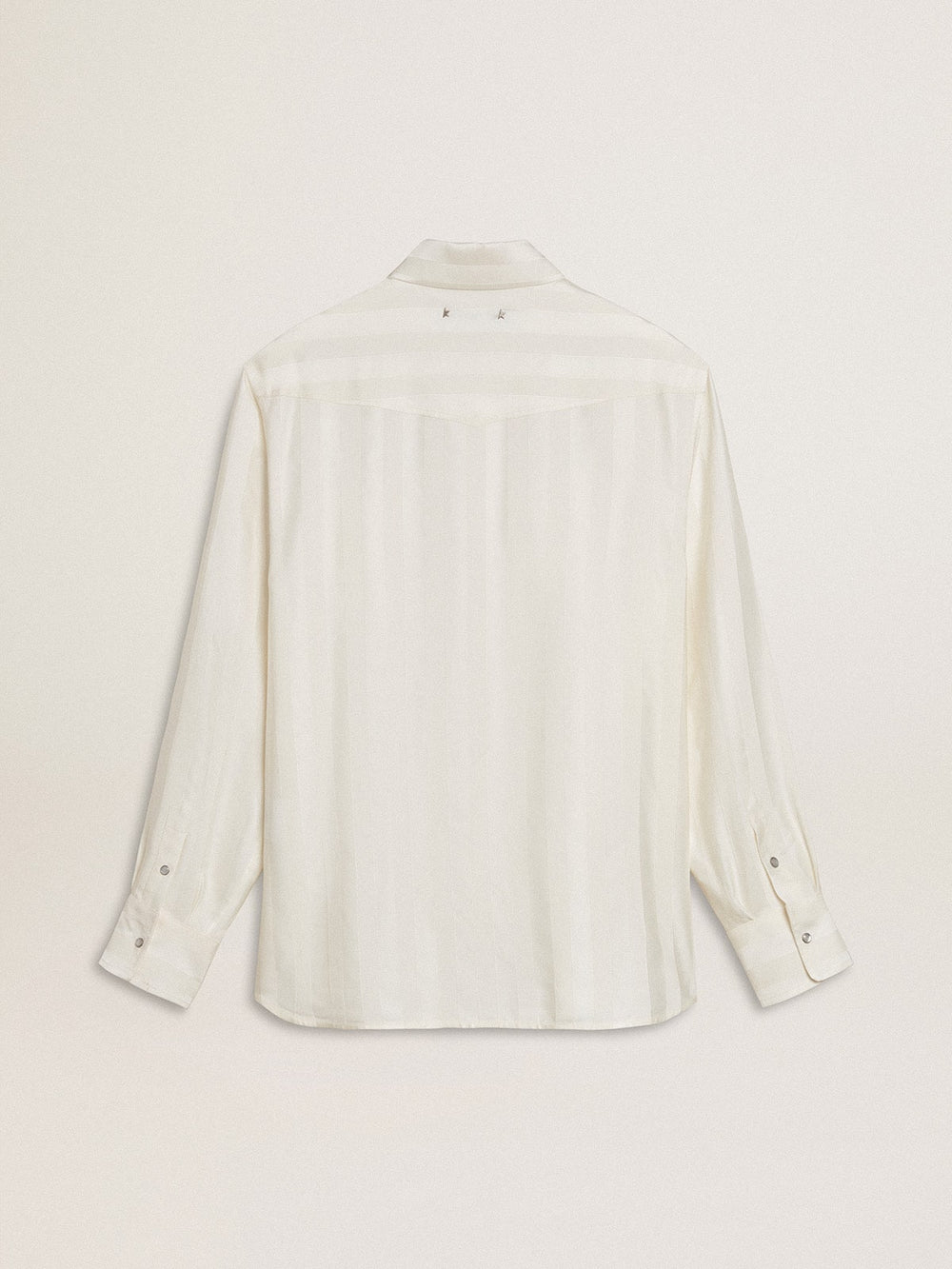 Golden Goose Men’s oversized worn-white shirt with vertical stripes
