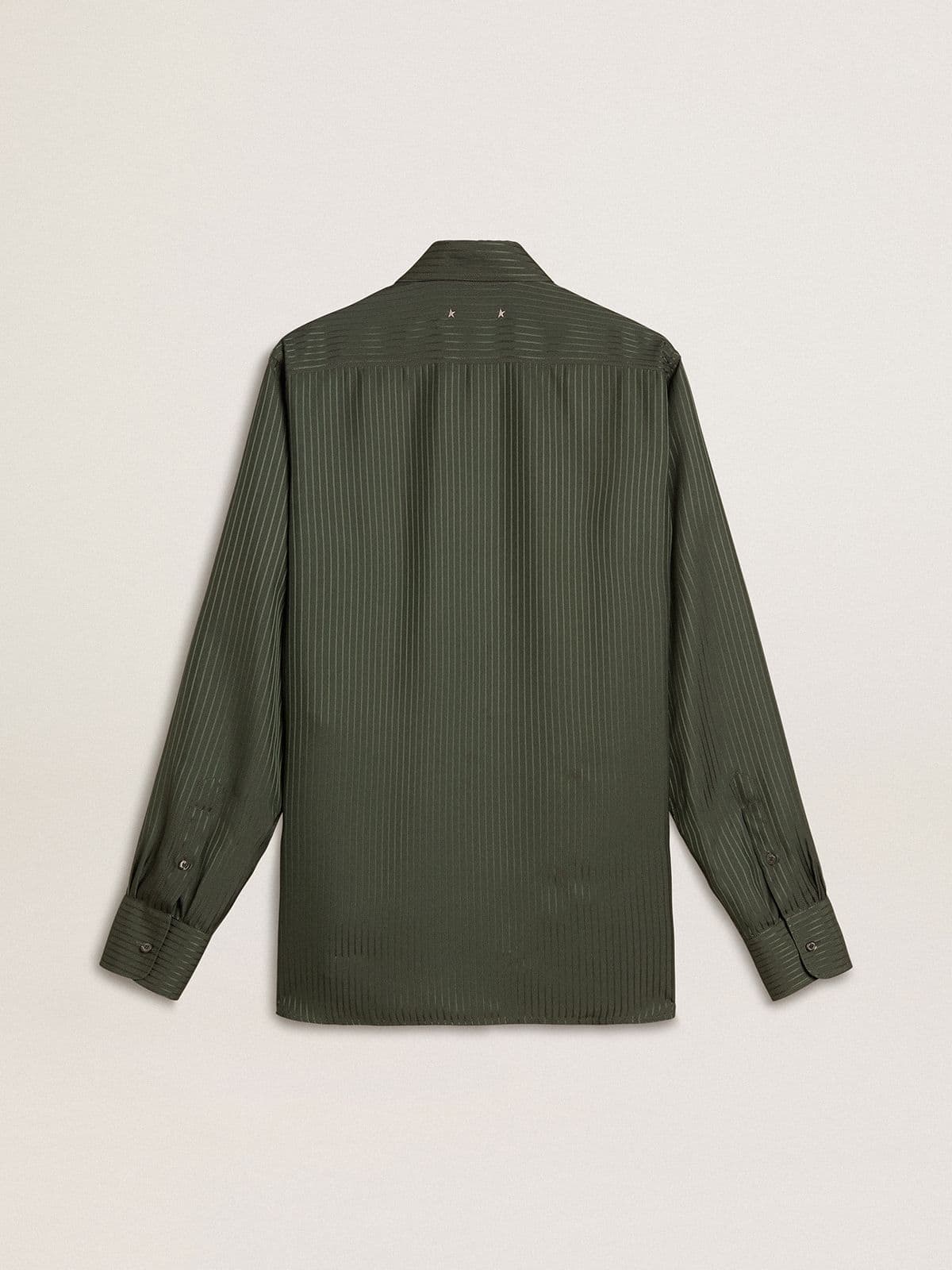 Golden Goose Men's dark green shirt with vertical stripes