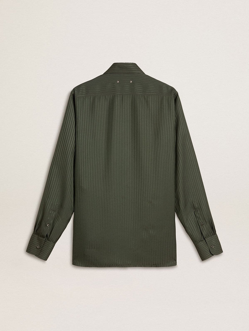 Golden Goose Men's dark green shirt with vertical stripes