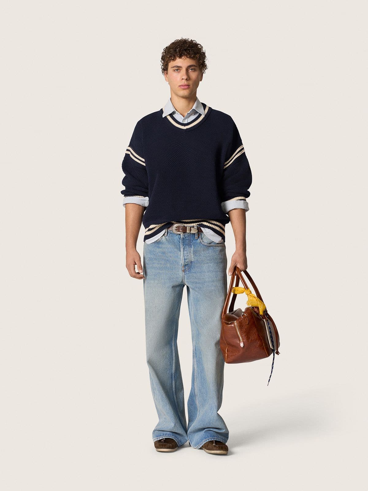 Golden Goose Men's shirt with narrow stripes