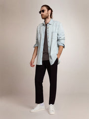 Golden Goose Men's bleached denim shirt with hammered studs