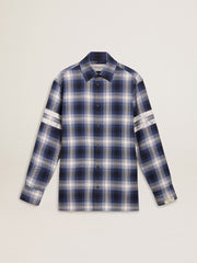 Golden Goose Men's blue 3D checkered shirt with print on the back