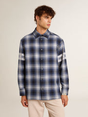 Golden Goose Men's blue 3D checkered shirt with print on the back