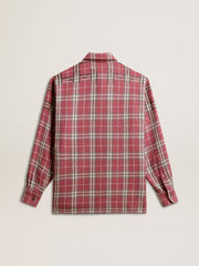Golden Goose Boxy fit shirt with pink, sand and gray check embroidery