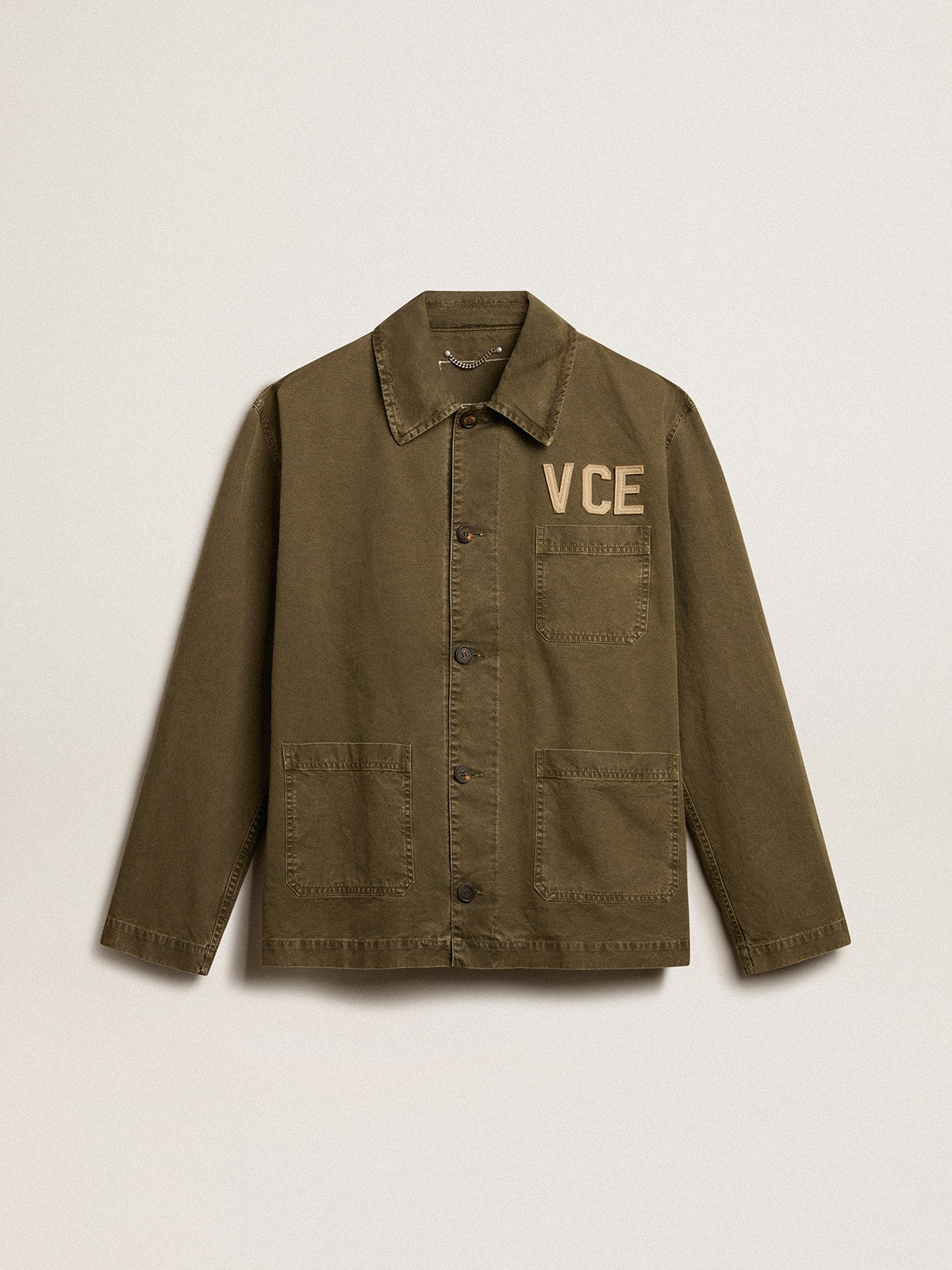 Golden Goose Men's olive-colored cotton shirt