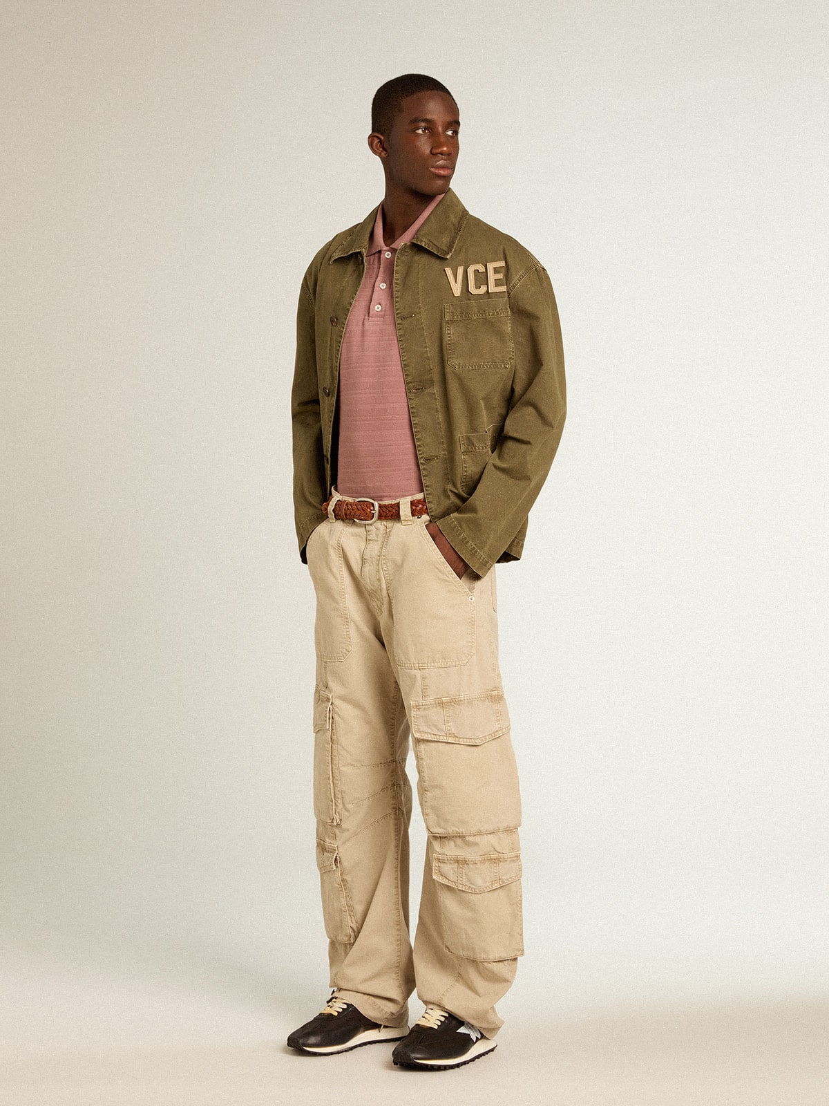 Golden Goose Men's olive-colored cotton shirt