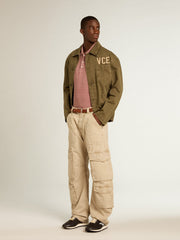 Golden Goose Men's olive-colored cotton shirt