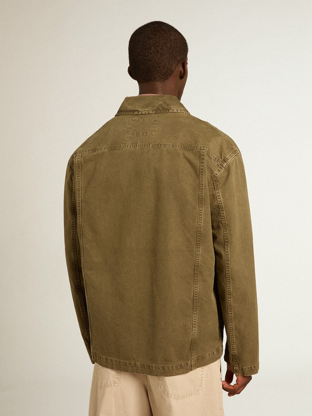Golden Goose Men's olive-colored cotton shirt