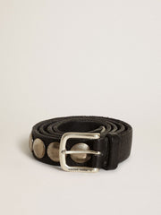 Golden Goose Black Trinidad belt in washed leather with studs
