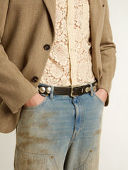 Golden Goose Black Trinidad belt in washed leather with studs