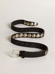 Golden Goose Black Trinidad belt in washed leather with studs