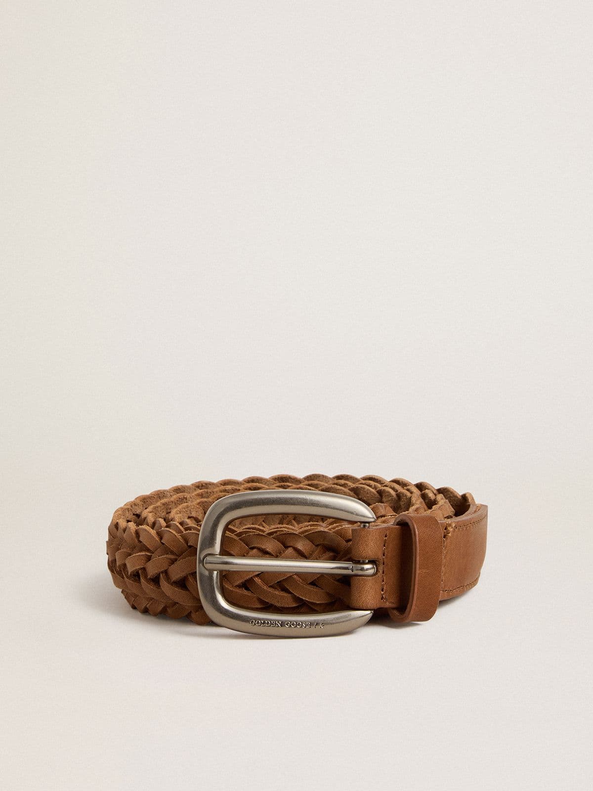 Golden Goose Houston belt in dove-gray woven leather