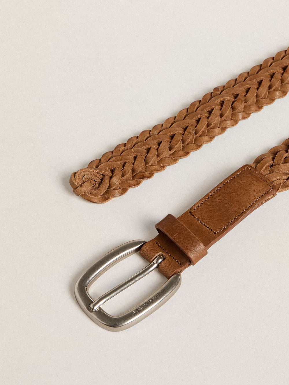 Golden Goose Houston belt in dove-gray woven leather