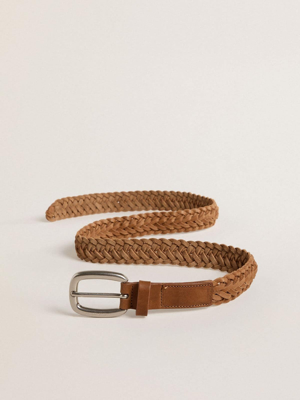 Golden Goose Houston belt in dove-gray woven leather
