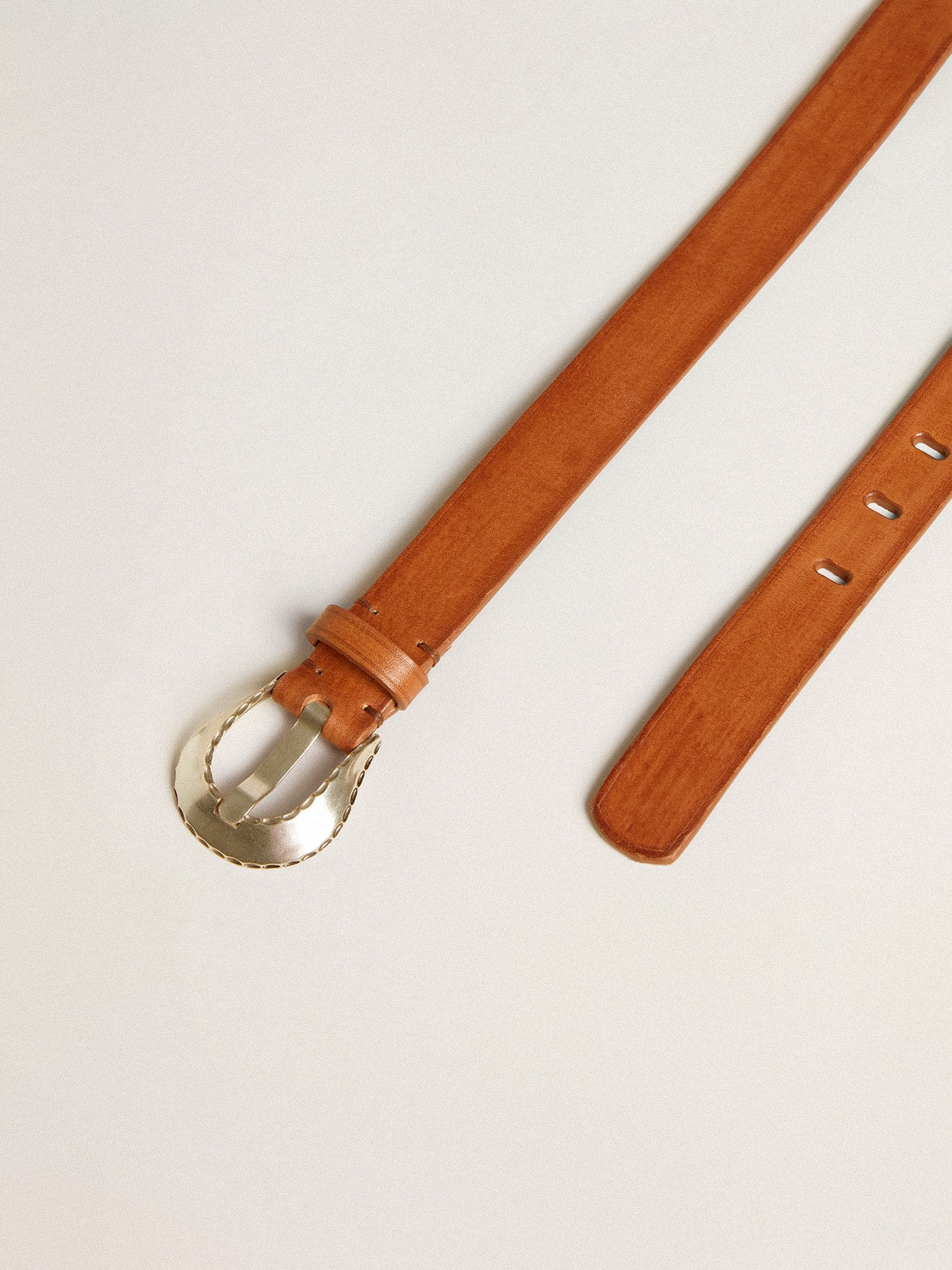 Golden Goose Men’s belt in tan-colored washed leather