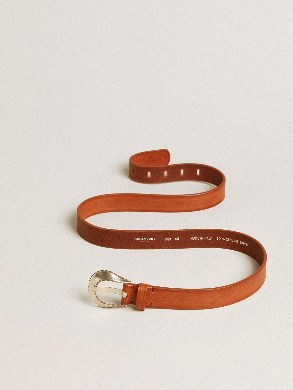 Golden Goose Men’s belt in tan-colored washed leather