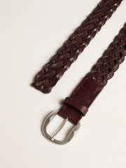 Golden Goose Men's dark brown woven leather belt