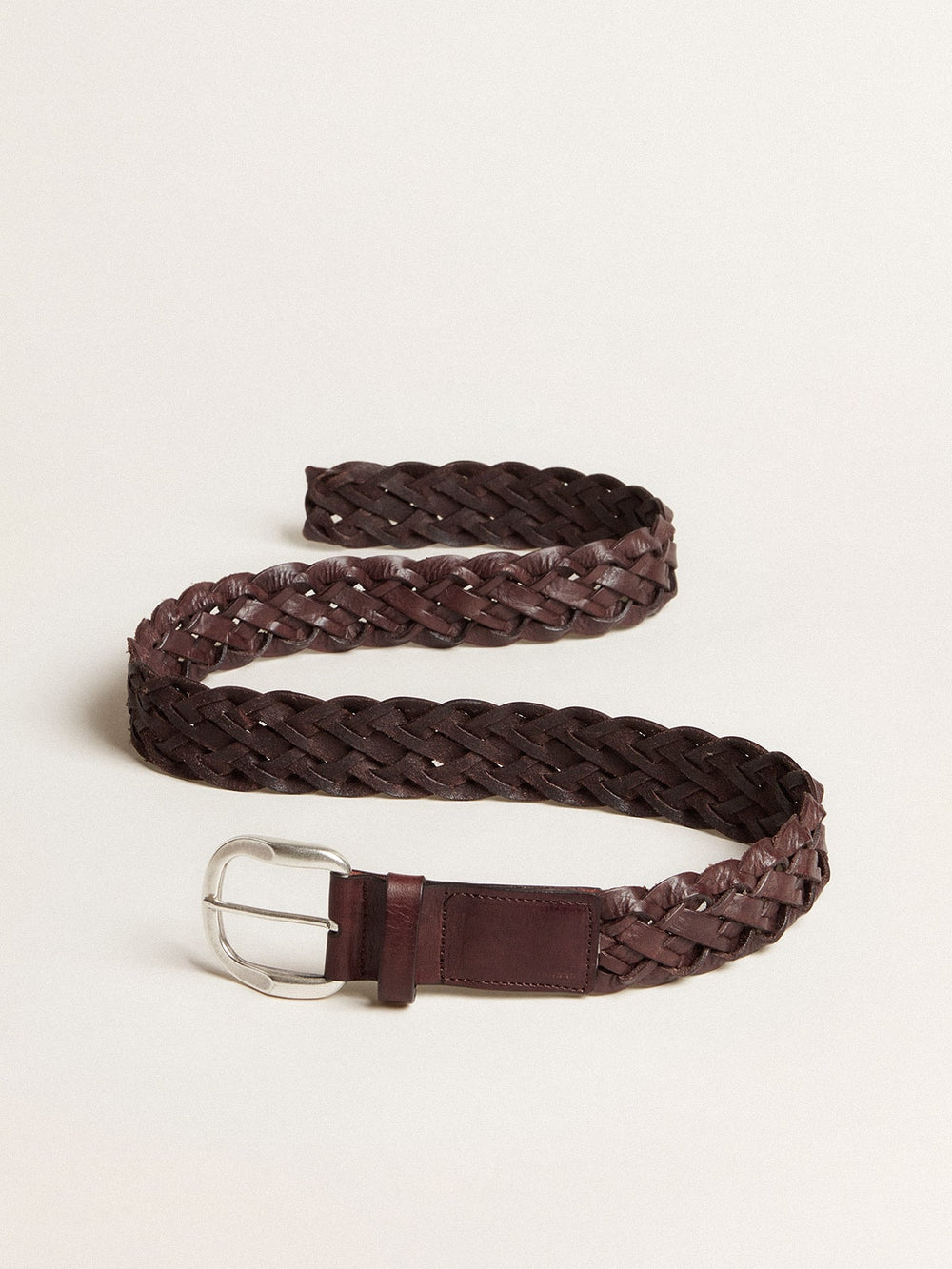 Golden Goose Men's dark brown woven leather belt