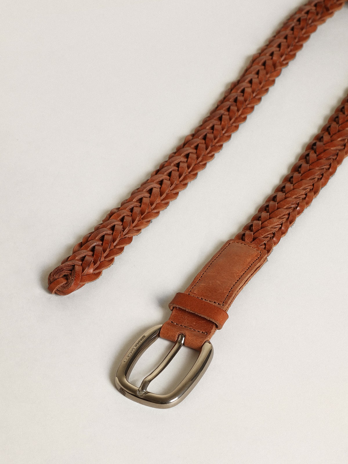 Golden Goose Houston belt in brown braided leather