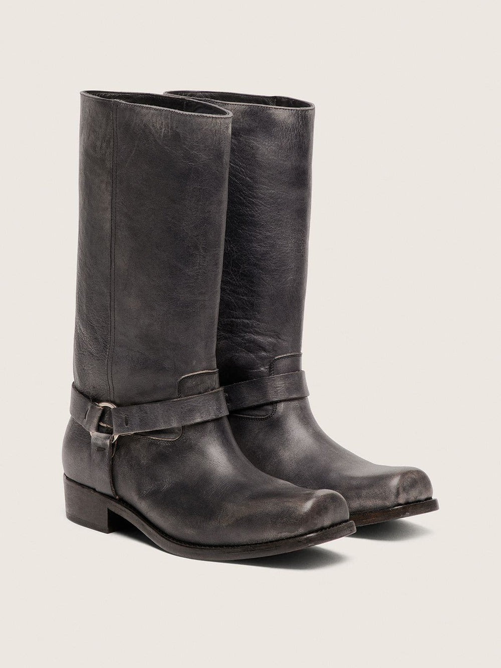 Golden Goose Men's high Biker boots in black leather with strap and silver-colored buckle