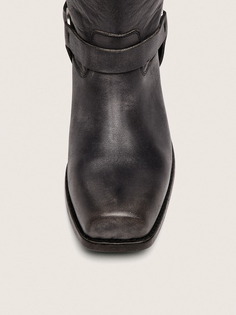 Golden Goose Men's high Biker boots in black leather with strap and silver-colored buckle