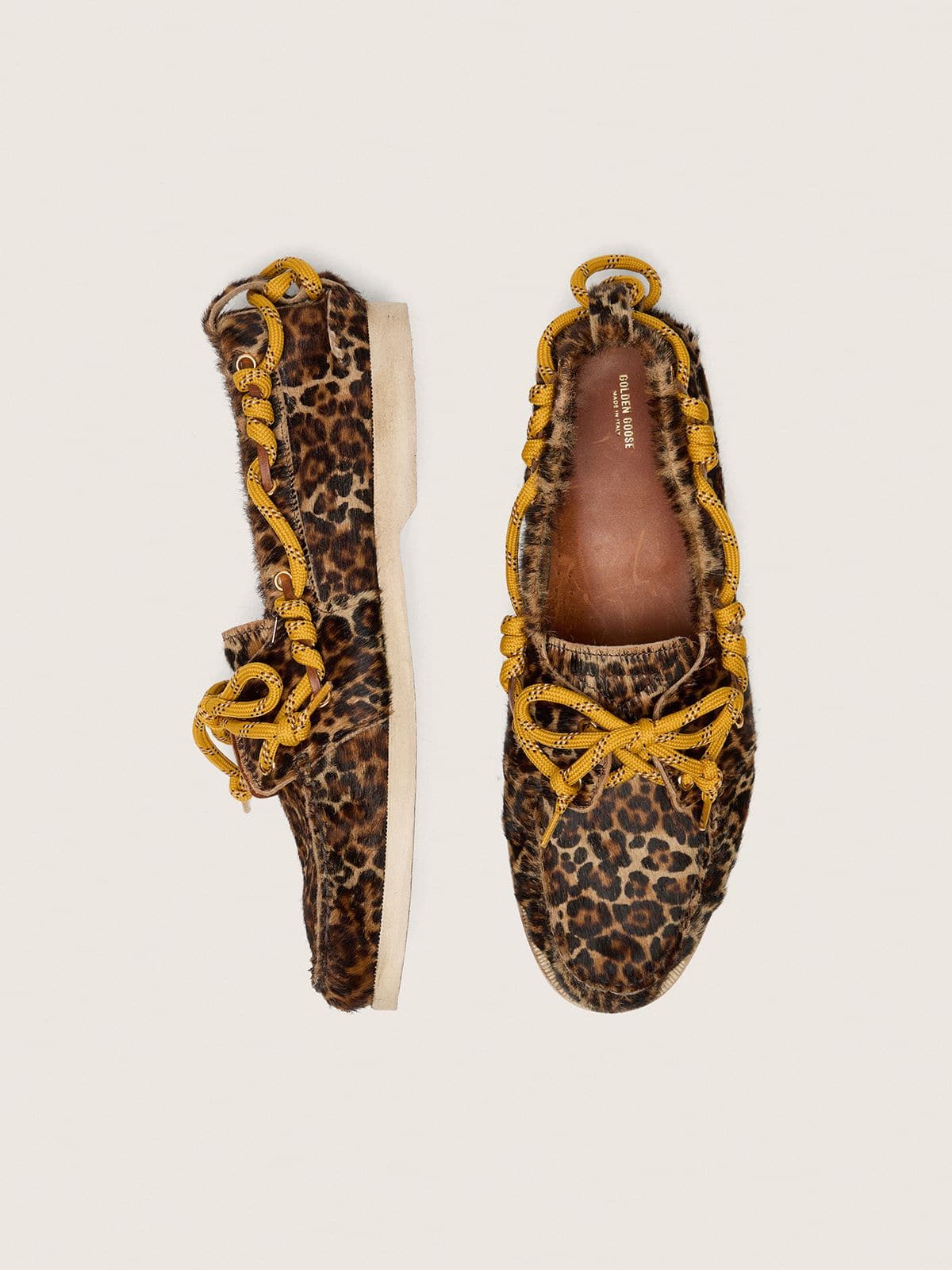 Golden Goose Men's Cruise loafer in leopard-print pony skin