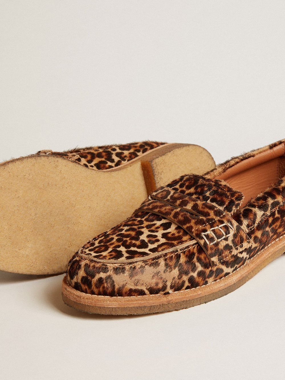 Golden Goose Men's Jerry loafers in leopard-print pony skin