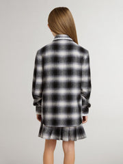 Golden Goose Kids' black and white checked shirt with white embroidery