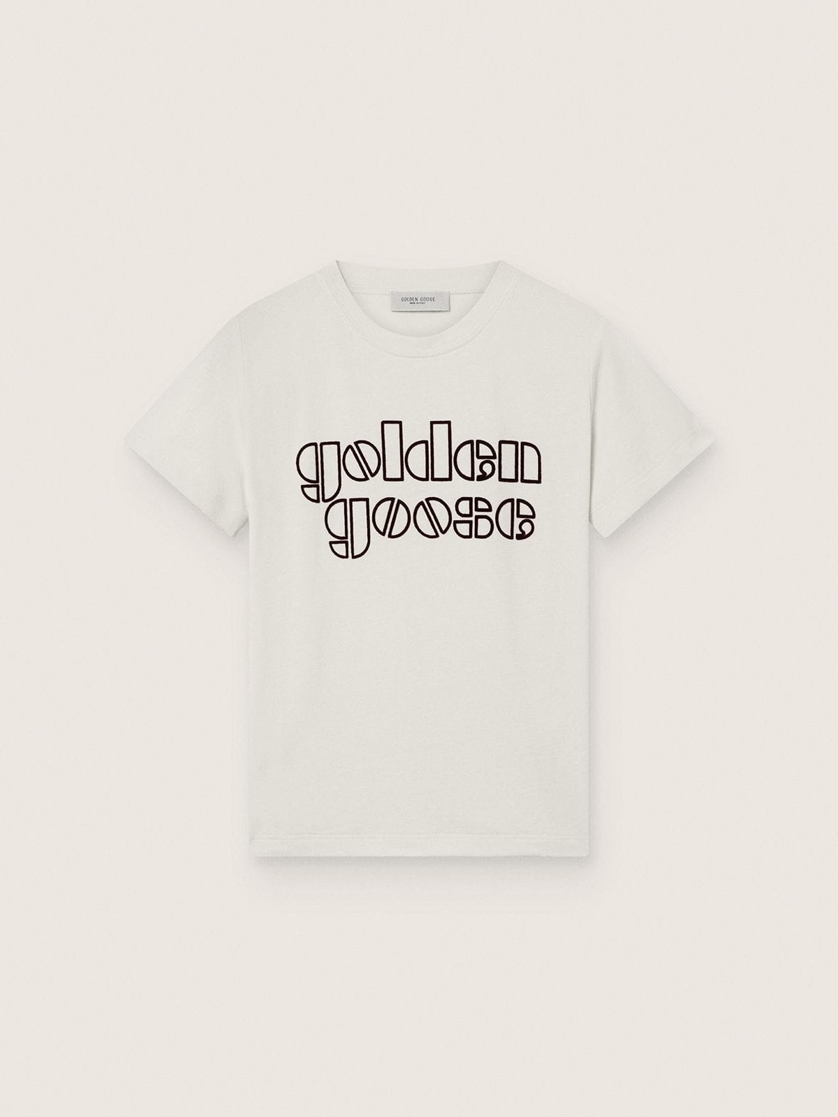 Golden Goose Journey boys’ T-shirt in white cotton jersey with logo