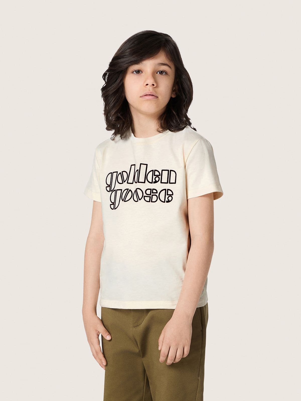 Golden Goose Journey boys’ T-shirt in white cotton jersey with logo