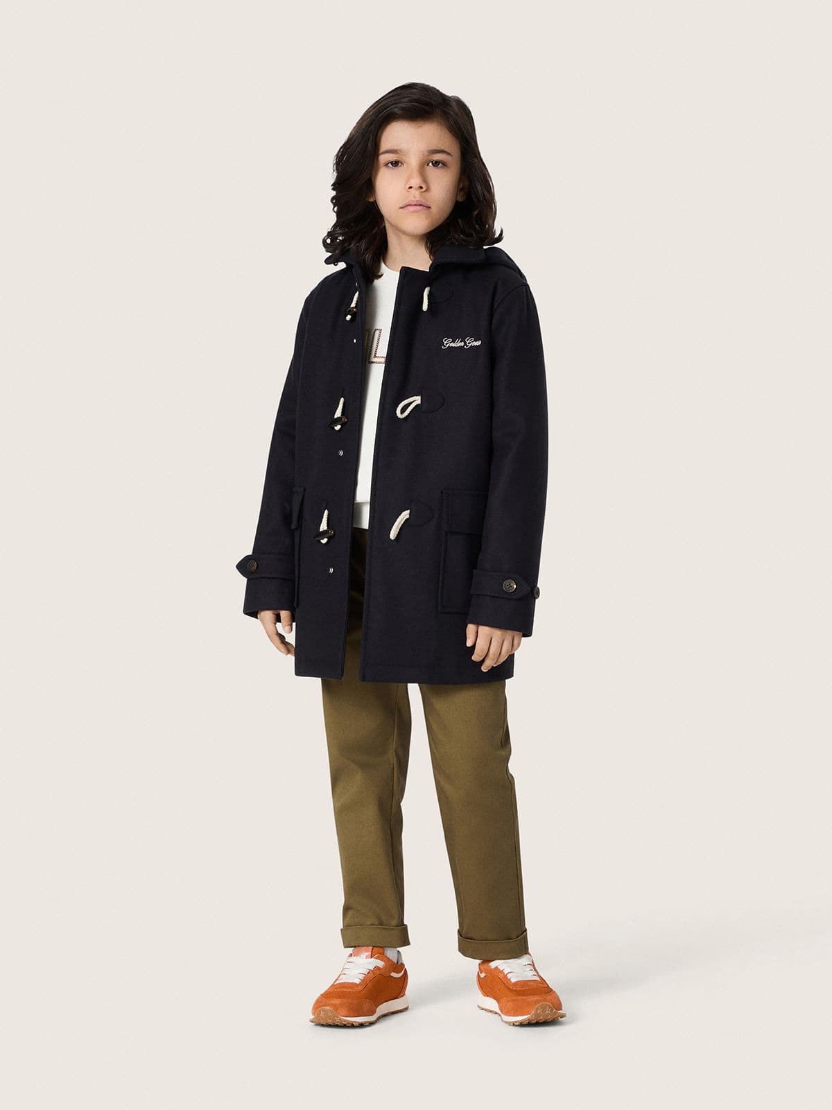 Golden Goose Boys’ dark blue hooded duffle coat