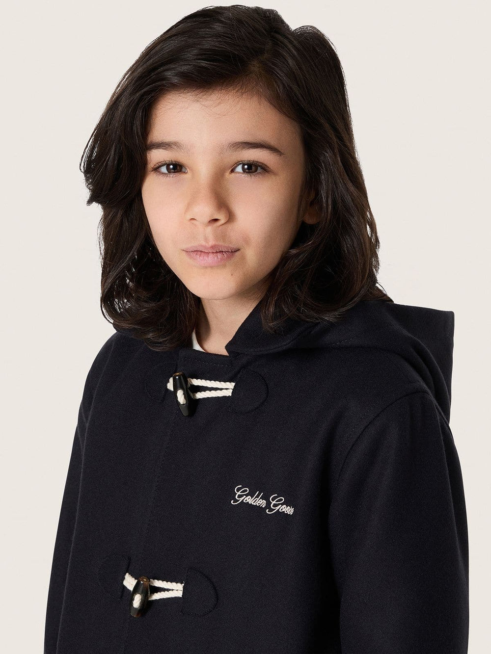 Golden Goose Boys’ dark blue hooded duffle coat
