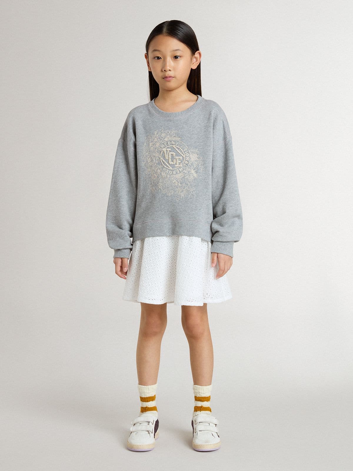 Golden Goose Girls’ gray and white mini dress