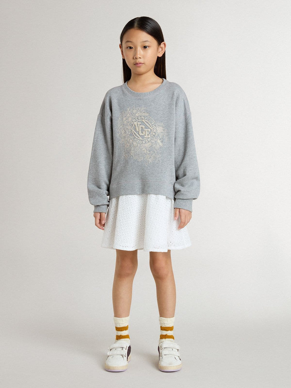 Golden Goose Girls’ gray and white mini dress