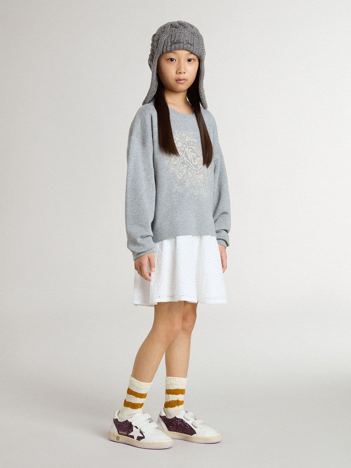 Golden Goose Girls’ gray and white mini dress