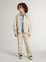 Golden Goose Kids’ beige jacket with multicolor splashes
