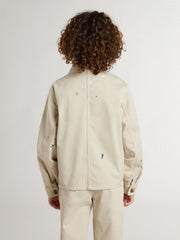 Golden Goose Kids’ beige jacket with multicolor splashes