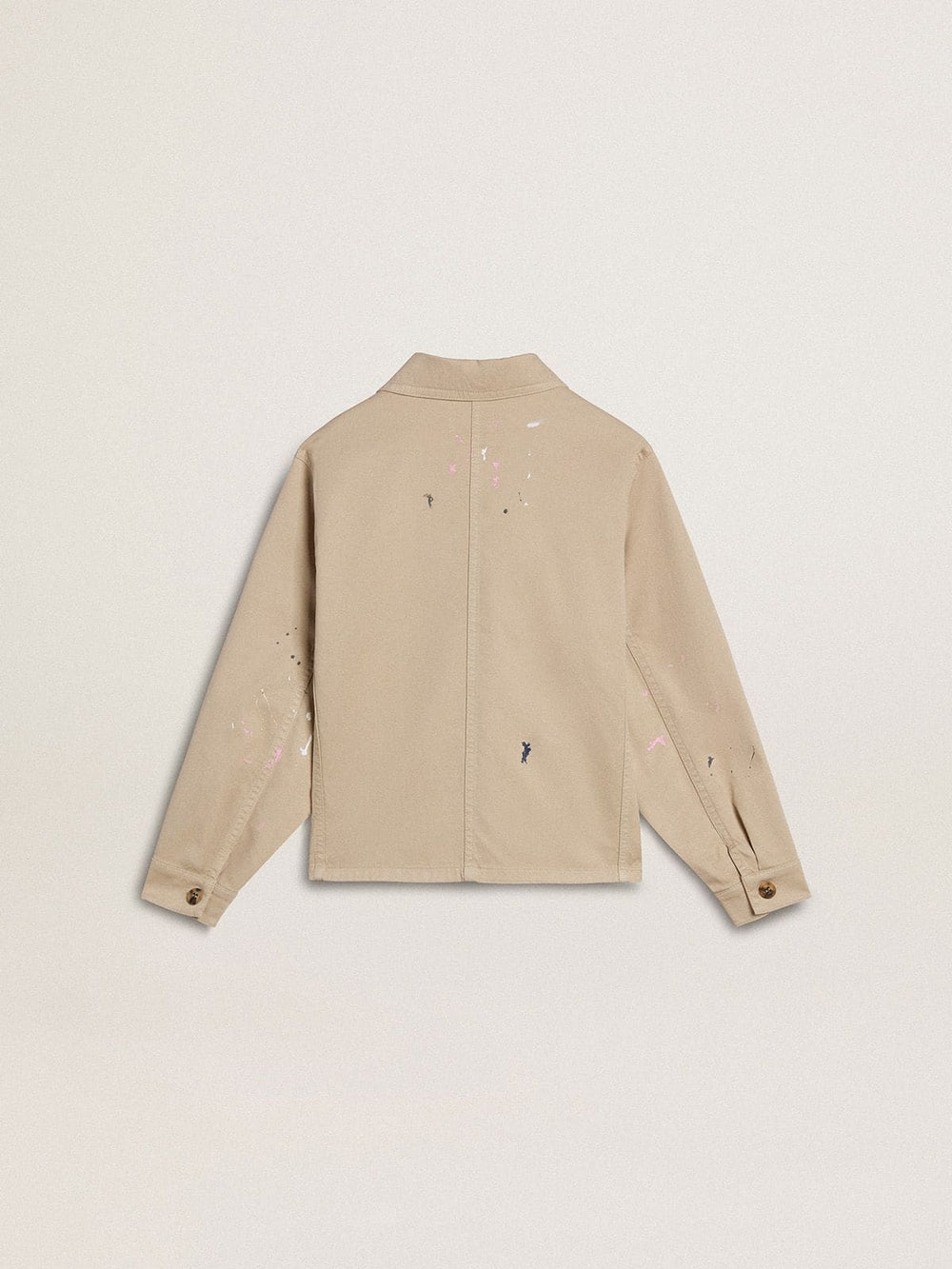 Golden Goose Kids’ beige jacket with multicolor splashes